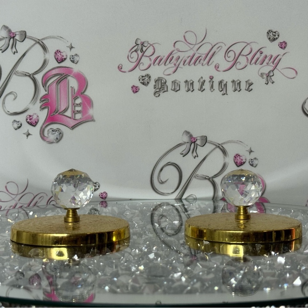 Crystal knob lids Gold and Crystal Decorative knob candle cover